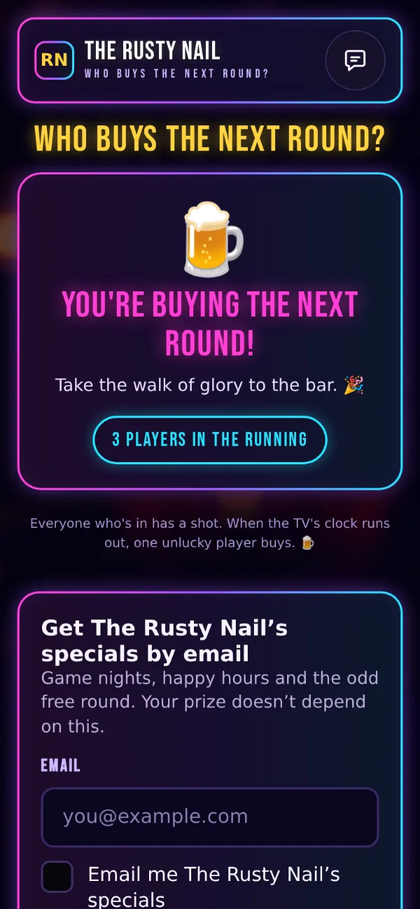 Who Buys the Next Round on a phone: 