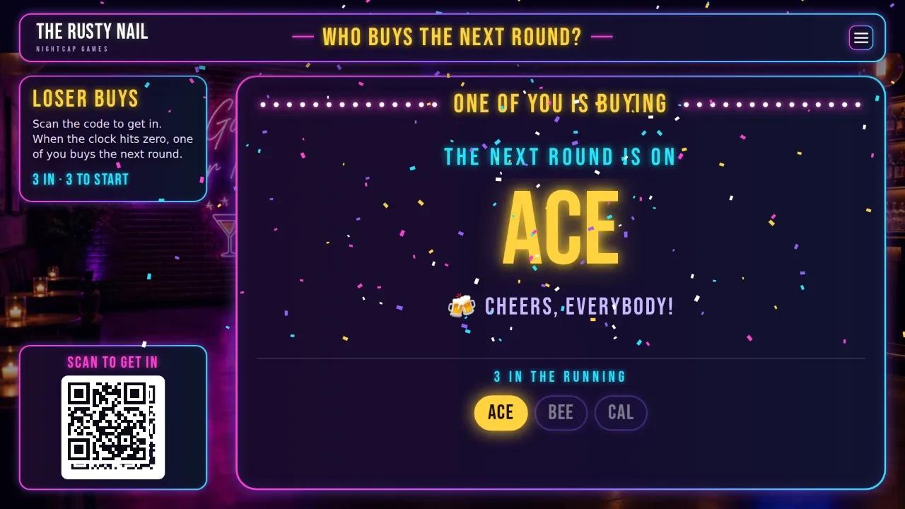 Who Buys the Next Round on the bar TV