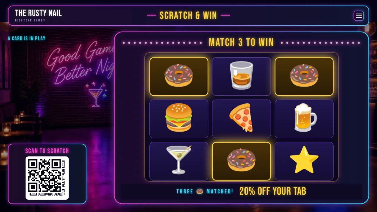 Scratch & Win on the bar TV